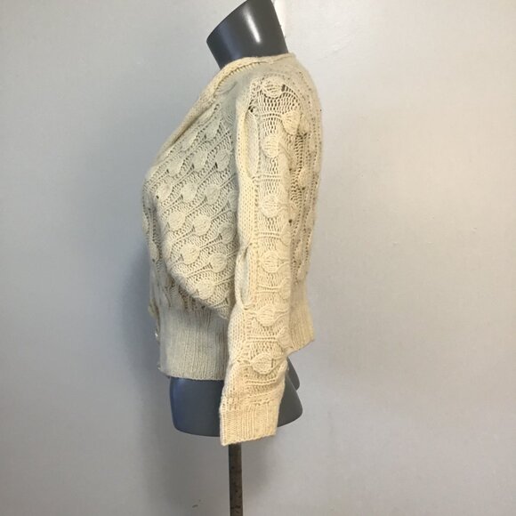 Line Loose Knit Cashmere Deep V 3/4 Sleeve Button Up Cardigan Size M - Picture 4 of 10